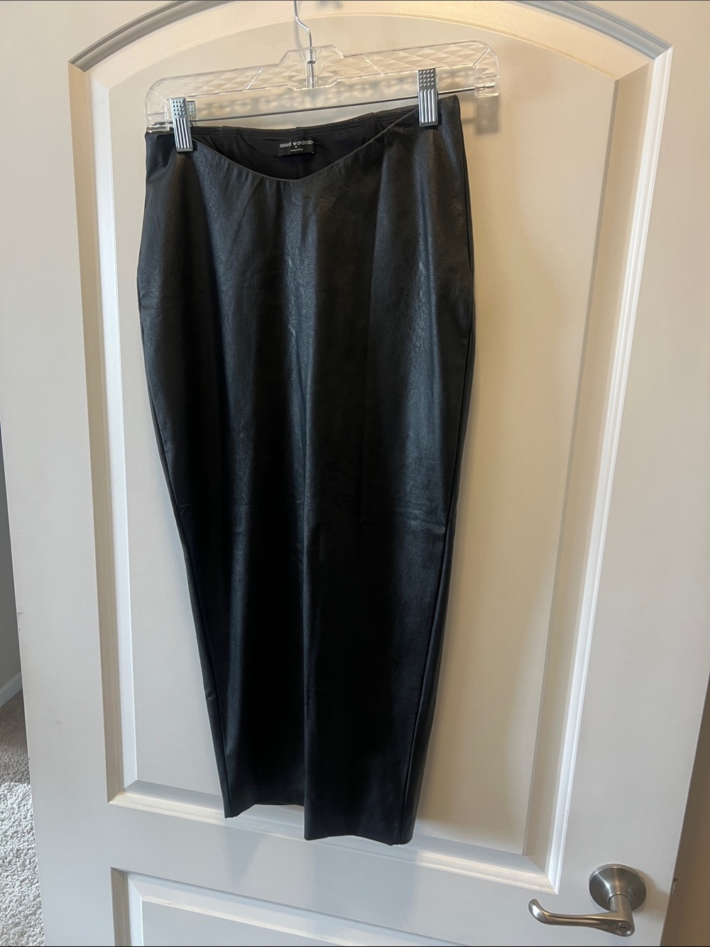 Naked Wardrobe  Black Faux Leather Pencil Skirt